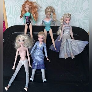 Disney Vintage 2012-2018 Frozen Elsa & Anna a 5 piece bundle set of 13” dolls